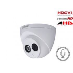 HD-CVI, TVI, AHD kamera kupolinė 2MP su IR iki 50m, 2.8mm, integruotas mikrofonas, IP67, DWDR